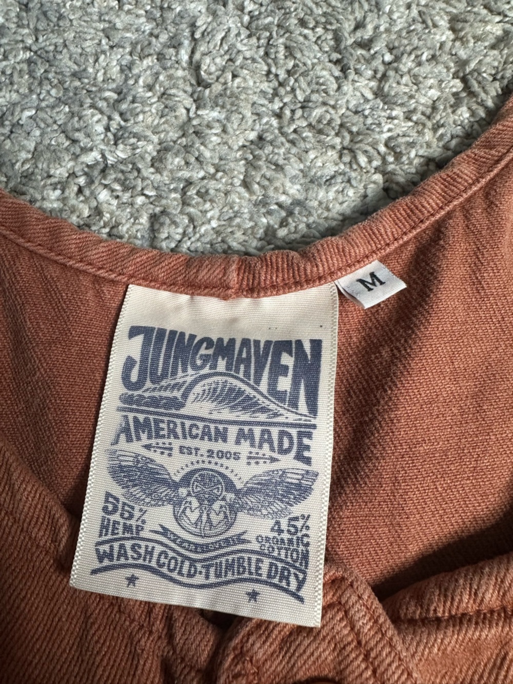 Jungmaven Terracotta Orange Hemp Cotton Button Front Jumper Jumpsuit medium - Picture 9 of 13